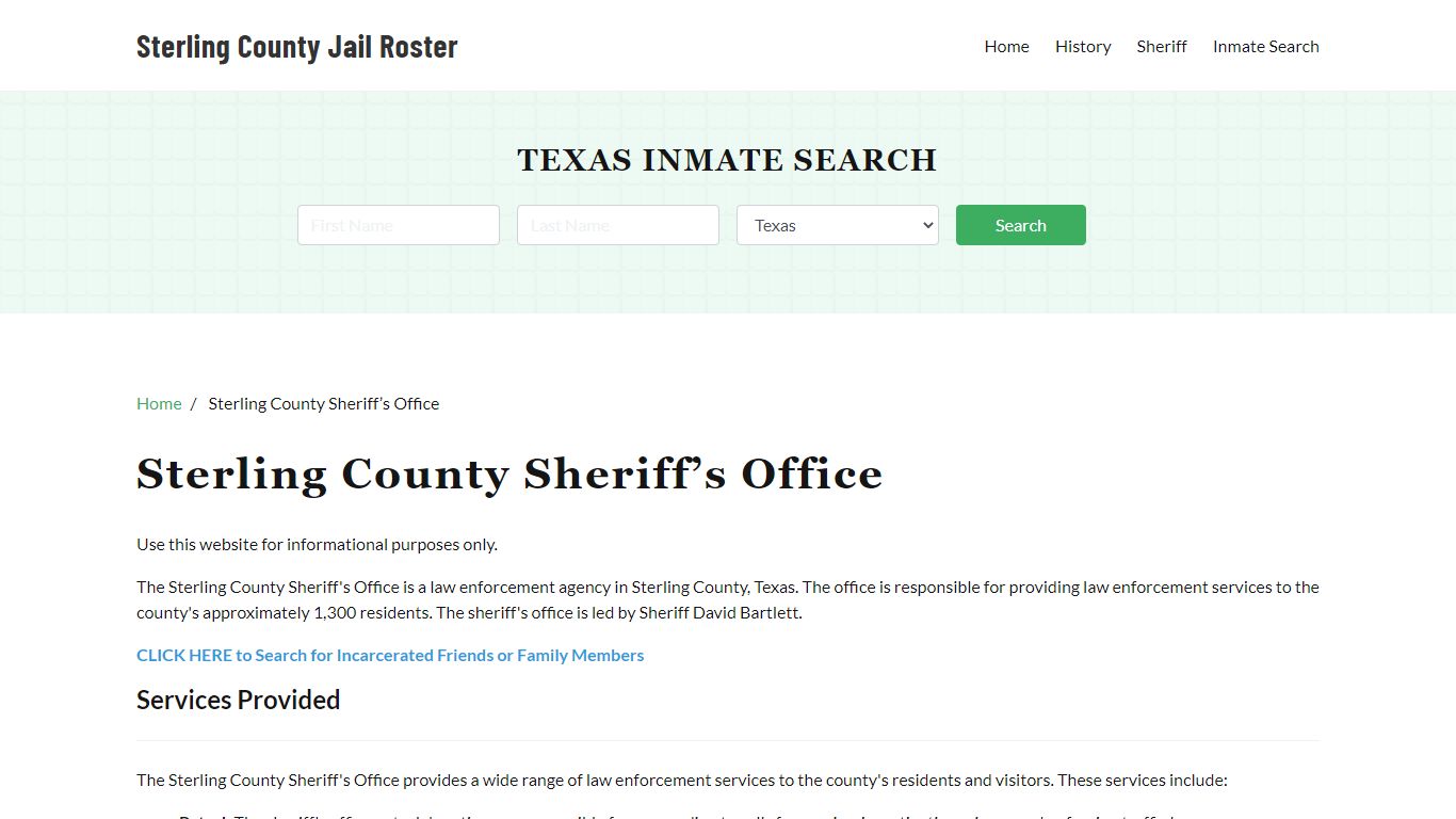 Sterling County Sheriff Office, TX, Arrest Warrants Search