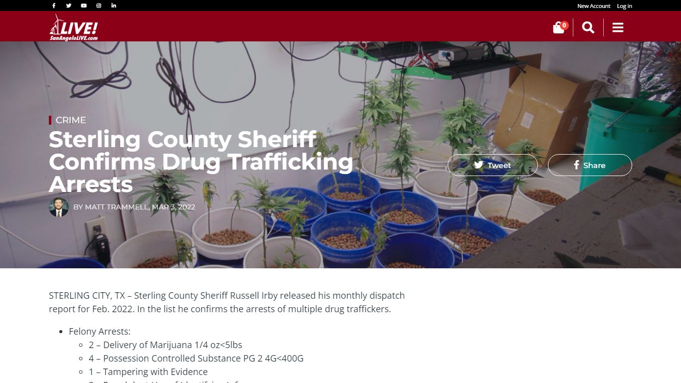 Sterling County Sheriff Confirms Drug Trafficking Arrests