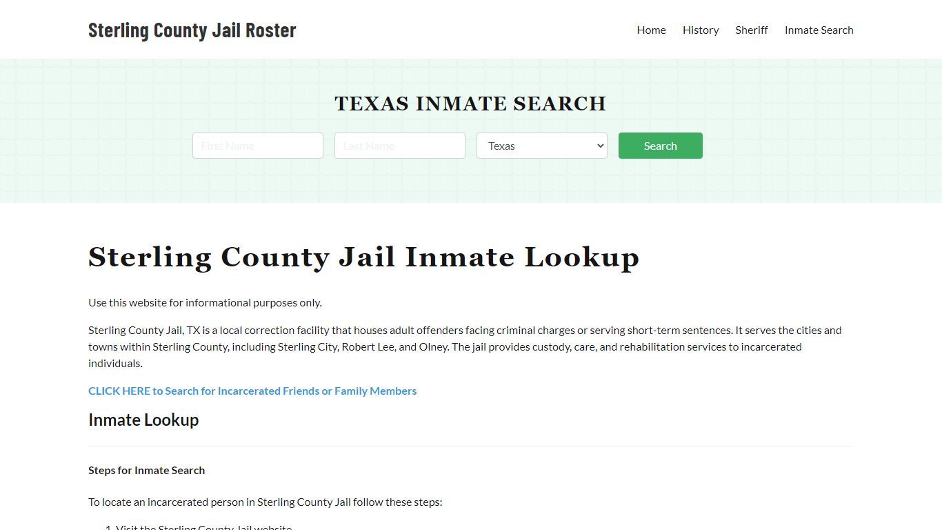 Sterling County Jail Roster Lookup, TX, Inmate Search