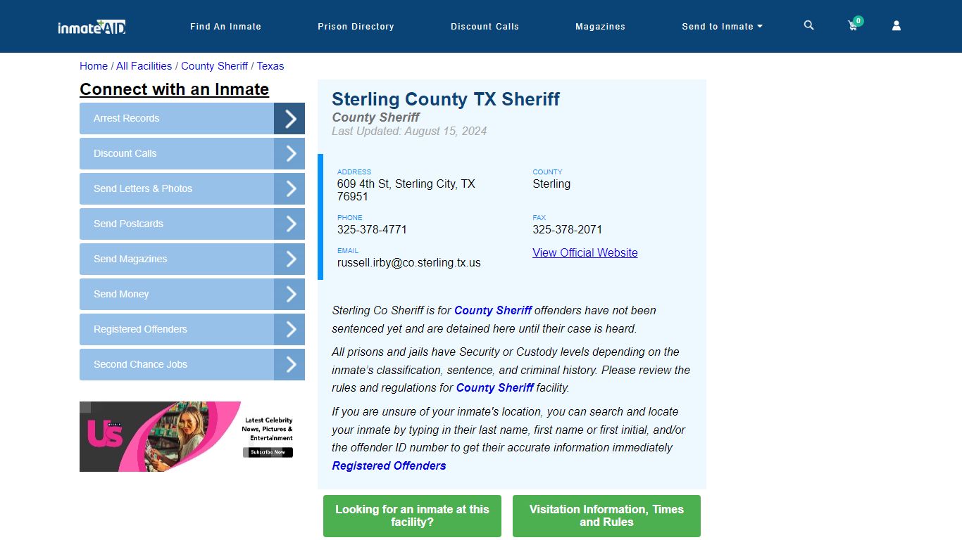 Sterling County TX Sheriff & Arrest Search - InmateAid